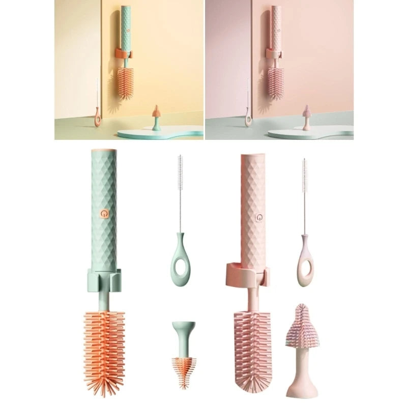 Electric Baby Bottle Brush Set – Silicone Bottle Cleaner with Multiple Brush Heads