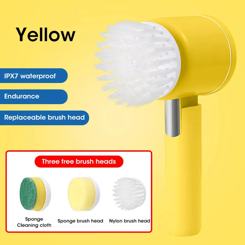 Electric Spin Scrubber – Cordless Bathroom & Kitchen Cleaning Brush with 5 Replaceable Heads