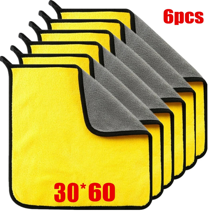 Microfiber Car Cleaning Towels - 30x30cm & 30x60cm, 1/2/6 Pack, Soft Drying Cloth