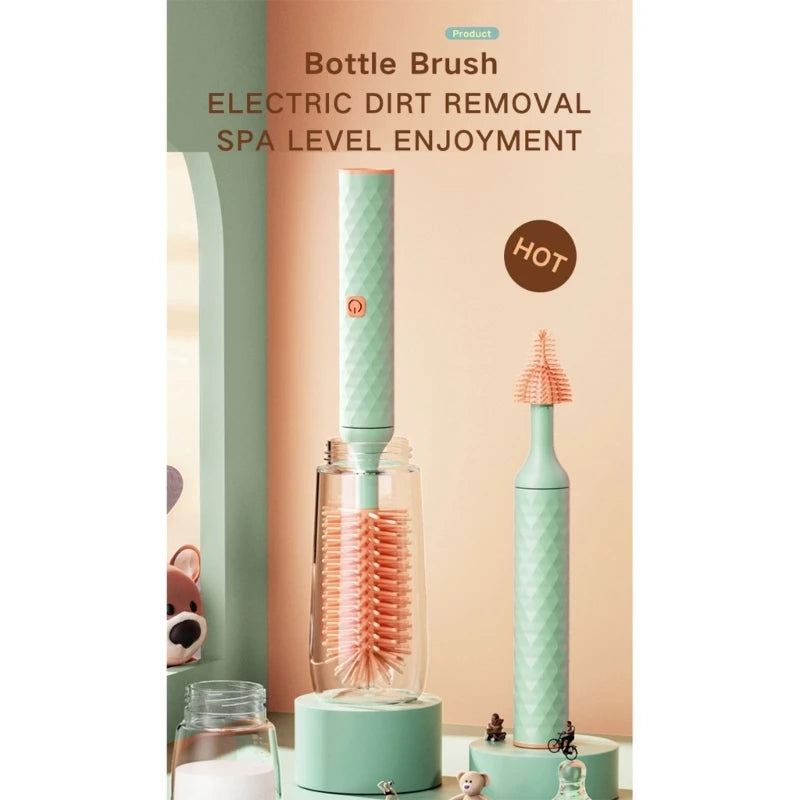 Electric Baby Bottle Brush Set – Silicone Bottle Cleaner with Multiple Brush Heads