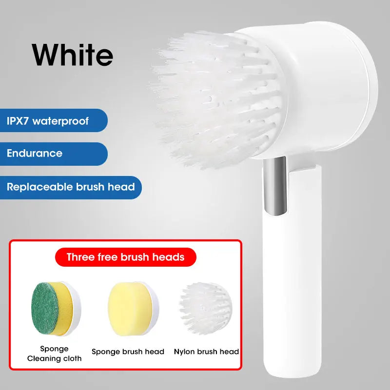 Electric Spin Scrubber – Cordless Bathroom & Kitchen Cleaning Brush with 5 Replaceable Heads