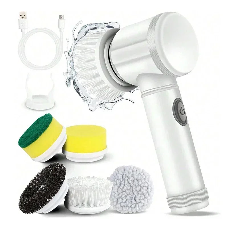 Electric Spin Scrubber – Cordless Bathroom & Kitchen Cleaning Brush with 5 Replaceable Heads