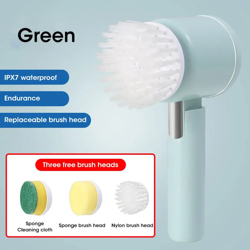 Electric Spin Scrubber – Cordless Bathroom & Kitchen Cleaning Brush with 5 Replaceable Heads
