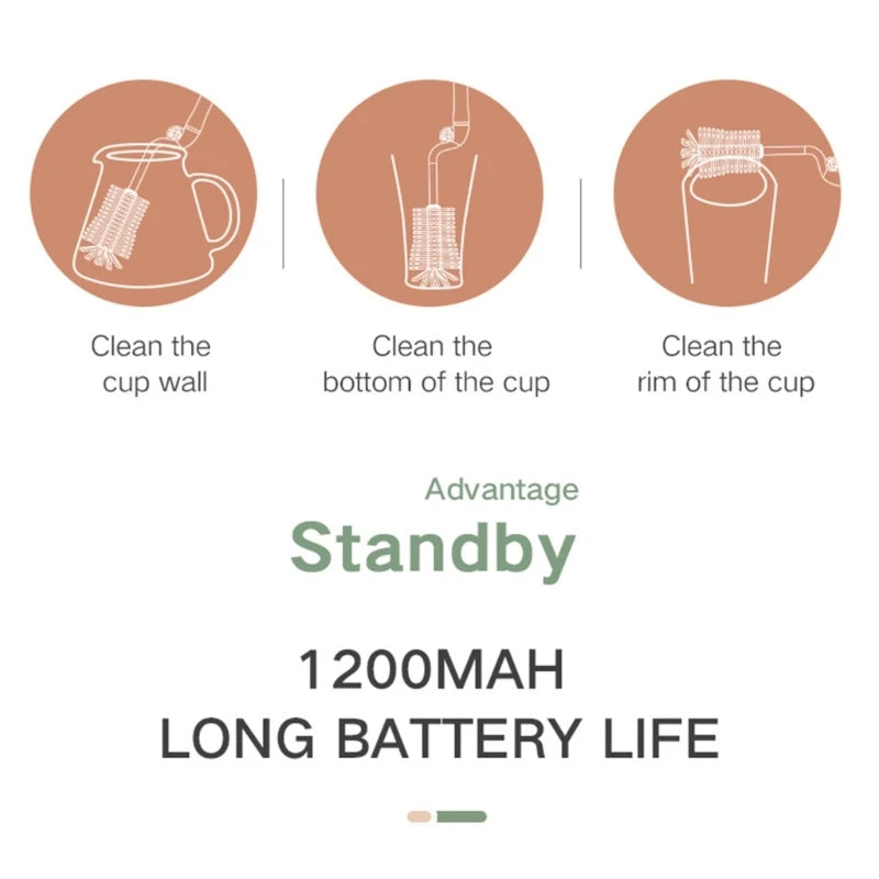 Electric Baby Bottle Brush Set – Silicone Bottle Cleaner with Multiple Brush Heads