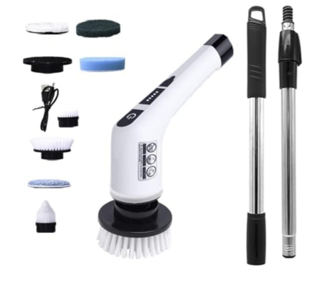 Electric 360° Power Scrubber (8 Brush Heads + Extendable Arm)